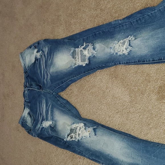 Flamingo L ripped flare jeans fade outs and whiskering - Picture 2 of 8